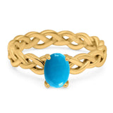 Oval Natural Stone Braided Solitaire Ring