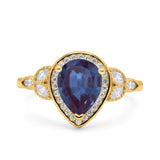 Pear Teardrop Natural Stone Wedding Ring