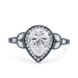 Pear Teardrop Natural Stone Wedding Ring