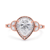 Pear Teardrop Natural Stone Wedding Ring