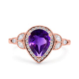 Pear Teardrop Natural Stone Wedding Ring