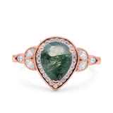 Pear Teardrop Natural Stone Wedding Ring