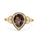 Pear Teardrop Natural Stone Wedding Ring