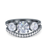 Two Piece Round Natural Stone Trio Ring