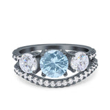 Two Piece Round Natural Stone Trio Ring