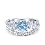 Two Piece Round Natural Stone Trio Ring