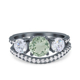 Two Piece Round Natural Stone Trio Ring