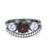 Two Piece Round Natural Stone Trio Ring