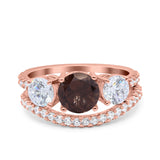 Two Piece Round Natural Stone Trio Ring
