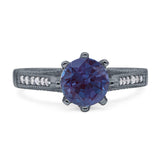 Vintage Style Round Natural Stone Wedding Ring