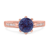Vintage Style Round Natural Stone Wedding Ring