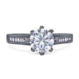 Vintage Style Round Natural Stone Wedding Ring
