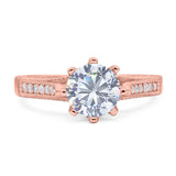 Vintage Style Round Natural Stone Wedding Ring