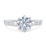 Vintage Style Round Natural Stone Wedding Ring