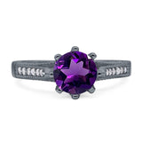 Vintage Style Round Natural Stone Wedding Ring