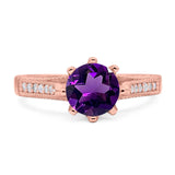 Vintage Style Round Natural Stone Wedding Ring