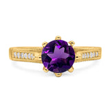 Vintage Style Round Natural Stone Wedding Ring