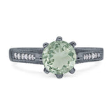 Vintage Style Round Natural Stone Wedding Ring