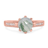 Vintage Style Round Natural Stone Wedding Ring