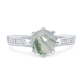 Vintage Style Round Natural Stone Wedding Ring