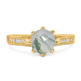Vintage Style Round Natural Stone Wedding Ring