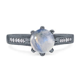 Vintage Style Round Natural Stone Wedding Ring