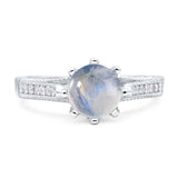 Vintage Style Round Natural Stone Wedding Ring