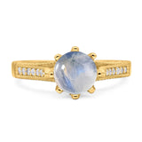 Vintage Style Round Natural Stone Wedding Ring