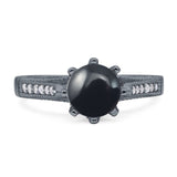 Vintage Style Round Natural Stone Wedding Ring