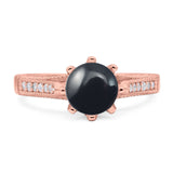 Vintage Style Round Natural Stone Wedding Ring