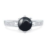 Vintage Style Round Natural Stone Wedding Ring