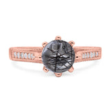 Vintage Style Round Natural Stone Wedding Ring