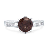 Vintage Style Round Natural Stone Wedding Ring
