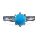 Vintage Style Round Natural Stone Wedding Ring