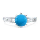 Vintage Style Round Natural Stone Wedding Ring