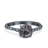 Round Natural Stone Wedding Ring