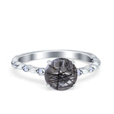 Round Natural Stone Wedding Ring