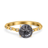 Round Natural Stone Wedding Ring