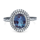 Oval Natural Stone Halo Wedding Ring