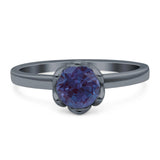 Floral Round Natural Stone Solitaire Ring