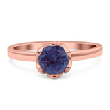 Floral Round Natural Stone Solitaire Ring