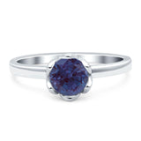Floral Round Natural Stone Solitaire Ring