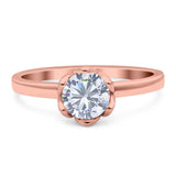 Floral Round Natural Stone Solitaire Ring