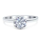 Floral Round Natural Stone Solitaire Ring