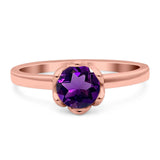 Floral Round Natural Stone Solitaire Ring