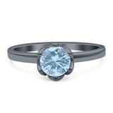 Floral Round Natural Stone Solitaire Ring
