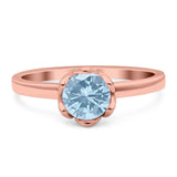 Floral Round Natural Stone Solitaire Ring