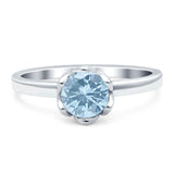 Floral Round Natural Stone Solitaire Ring