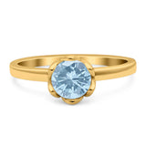 Floral Round Natural Stone Solitaire Ring