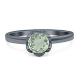 Floral Round Natural Stone Solitaire Ring